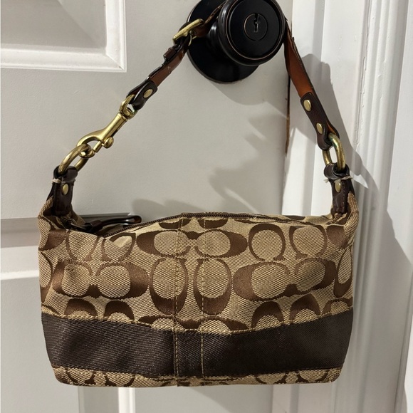 Coach Handbags - 🍎🍎SOLD🍎🍎Vintage Coach Signature Mini Baguette Y2K Brown Canvas Shoulder Bag
